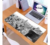 KDWJS Gaming Mouse Pad Mouse Mat - 35.5 x 16 in - XXL mousepad - Table mat large size - improved precision and speed - Manhattan Skyline Black and white New York City(1)(1)