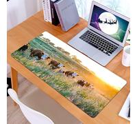 KDWJS Gaming Mouse Pad Mouse Mat - 35.5 x 16 in - XXL mousepad - Table mat large size - improved precision and speed - Livestock Cow Nebraska Hereford Cattle Sunset Nature Countryside Parks Farm Midw