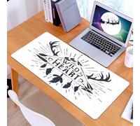 KDWJS Gaming Mouse Pad Mouse Mat - 35.5 x 16 in - XXL mousepad - Table mat large size - improved precision and speed - Antlers decor, Wild at Heart text triangle with ethnic arrow Indian