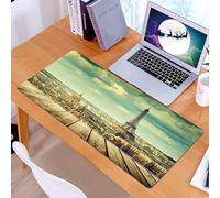 KDWJS Gaming Mouse Pad Mouse Mat - 35.5 x 16 in - XXL mousepad - Table mat large size - improved precision and speed - Eiffel Tower, Paris cityscape with a view of the E