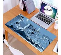KDWJS Gaming Mouse Pad Mouse Mat - 35.5 x 16 in - XXL mousepad - Table mat large size - improved precision and speed - Jazz Music Decor, Trumpeters on a Roof in Paris at Night Eiffel Moon Europe Illu