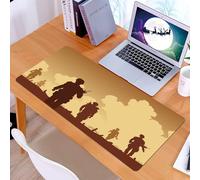 KDWJS Gaming Mouse Pad Mouse Mat - 35.5 x 16 in - XXL mousepad - Table mat large size - improved precision and speed - Silhouette of a group of patrolling soldiers, carrying equipment forward, behind