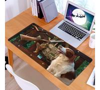 KDWJS Gaming Mouse Pad Mouse Mat - 35.5 x 16 in - XXL mousepad - Table mat large size - improved precision and speed - Hunting scenery, hunting rifle near the cara