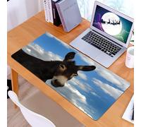 KDWJS Gaming Mouse Pad Mouse Mat - 35.5 x 16 in - XXL mousepad - Table mat large size - improved precision and speed - Animal, close up with a black donkey, calm expression, bright blue and sky backg