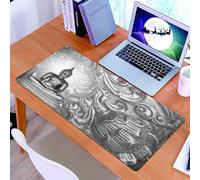 KDWJS Gaming Mouse Pad Mouse Mat - 35.5 x 16 in - XXL mousepad - Table mat large size - improved precision and speed - Antique silver pattern Thai Buddha statue decorative background