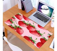 KDWJS Gaming Mouse Pad Mouse Mat - 35.5 x 16 in - XXL mousepad - Table mat large size - improved precision and speed - Red delicious big strawberries on pink background Tasty juicy sweet ripe somm1