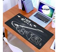 KDWJS Gaming Mouse Pad Mouse Mat - 35.5 x 16 in - XXL mousepad - Table mat large size - improved precision and speed - Guitar, Sound box on the theme of the sketch on the theme of rock music and text