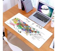KDWJS Gaming Mouse Pad Mouse Mat - 35.5 x 16 in - XXL mousepad - Table mat large size - improved precision and speed - USA map, American map with symbolic cultural elements of local folk icons