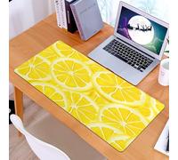 KDWJS Gaming Mouse Pad Mouse Mat - 35.5 x 16 in - XXL mousepad - Table mat large size - improved precision and speed - Close Up Sliced Yellow Lemon Background Texture