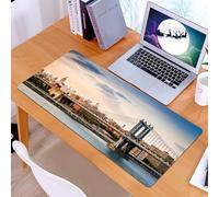 KDWJS Gaming Mouse Pad Mouse Mat - 35.5 x 16 in - XXL mousepad - Table mat large size - improved precision and speed - New York City, the Manhattan Bridge and the New York Skyline at the landmarks of