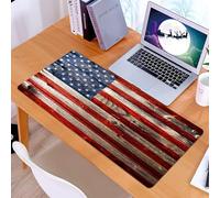 KDWJS Gaming Mouse Pad Mouse Mat - 35.5 x 16 in - XXL mousepad - Table mat large size - improved precision and speed - Rustic American flag, Independence Day of the