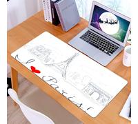 KDWJS Gaming Mouse Pad Mouse Mat - 35.5 x 16 in - XXL mousepad - Table mat large size - improved precision and speed - Parisian Decor, Sketch of the city with I Love Paris Lettering Fashion Ce