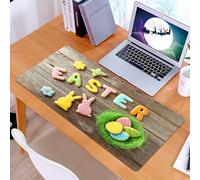 KDWJS Gaming Mouse Pad Mouse Mat - 35.5 x 16 in - XXL mousepad - Table mat large size - improved precision and speed - Easter theme, colorful festive cookies spelling 'Easter' and rabbit and egg shap
