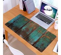 KDWJS Gaming Mouse Pad Mouse Mat - 35.5 x 16 in - XXL mousepad - Table mat large size - improved precision and speed - Vintage wooden boards, aged surface with green and brown patches, telling the ti