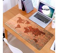 KDWJS Gaming Mouse Pad Mouse Mat - 35.5 x 16 in - XXL mousepad - Table mat large size - improved precision and speed - Rustic,Brick Wall with World Atlas Map Reflection Pattern Contemporary Artful Sc