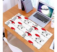 KDWJS Gaming Mouse Pad Mouse Mat - 35.5 x 16 in - XXL mousepad - Table mat large size - improved precision and speed - Art, Japanese geisha girl with traditional kimono folk culture style, white ripp