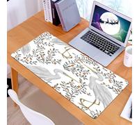 KDWJS Gaming Mouse Pad Mouse Mat - 35.5 x 16 in - XXL mousepad - Table mat large size - improved precision and speed - with heron bird and cranberry plant. Rustic botanical background.