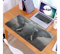 KDWJS Gaming Mouse Pad Mouse Mat - 35.5 x 16 in - XXL mousepad - Table mat large size - improved precision and speed - Vintage style black and white image of an African elephant in the Tarangire Nati