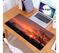 KDWJS Gaming Mouse Pad Mouse Mat - 35.5 x 16 in - XXL mousepad - Table mat large size - improved precision and speed - Serene Sunset Through Bare Branches,The Sun's Glow Behind Silhouetted Trees
