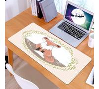 KDWJS Gaming Mouse Pad Mouse Mat - 35.5 x 16 in - XXL mousepad - Table mat large size - improved precision and speed - Fox,Young Forest Animal Illustration for Children with Green Leafy Framework and