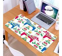 KDWJS Gaming Mouse Pad Mouse Mat - 35.5 x 16 in - XXL mousepad - Table mat large size - improved precision and speed - folk,colorful Trojan horse and floral elements,folk culture models - and creativ