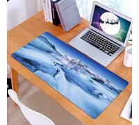KDWJS Gaming Mouse Pad Mouse Mat - 35.5 x 16 in - XXL mousepad - Table mat large size - improved precision and speed - Natural landscape on the Lofoten islands Norway. Water and mountains during suns
