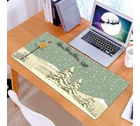 KDWJS Gaming Mouse Pad Mouse Mat - 35.5 x 16 in - XXL mousepad - Table mat large size - improved precision and speed - Magical Christmas snow scene, Santa's sleigh flying over the snow, snow-covered