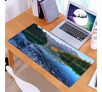 KDWJS Gaming Mouse Pad Mouse Mat - 35.5 x 16 in - XXL mousepad - Table mat large size - improved precision and speed - Natural landscape, a peaceful lake surrounded by rocky coasts, dense forests and