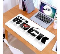 KDWJS Gaming Mouse Pad Mouse Mat - 35.5 x 16 in - XXL mousepad - Table mat large size - improved precision and speed - Guitar,Let's Rock Text with Grunge Looking Color Splashed Letters Music Fun