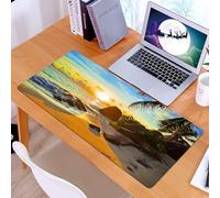 KDWJS Gaming Mouse Pad Mouse Mat - 35.5 x 16 in - XXL mousepad - Table mat large size - improved precision and speed - Beach, tranquil beach before sunset, golden light kisses sand, palm trees and ma