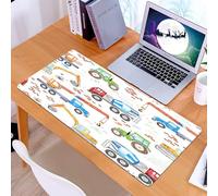KDWJS Gaming Mouse Pad Mouse Mat - 35.5 x 16 in - XXL mousepad - Table mat large size - improved precision and speed - kids drawn construction trucks tractor excavator crane cement mixer doodle
