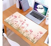 KDWJS Gaming Mouse Pad Mouse Mat - 35.5 x 16 in - XXL mousepad - Table mat large size - improved precision and speed - Floral art, a series of exquisite pink flowers sailing towards the sky in a ligh