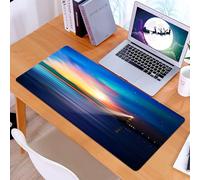 KDWJS Gaming Mouse Pad Mouse Mat - 35.5 x 16 in - XXL mousepad - Table mat large size - improved precision and speed - Lighthouse,Majestic Dreamy Sky and Ocean Stars Rising Sun Beacon Bay Beach,Dark
