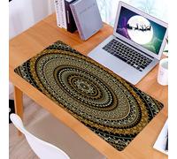KDWJS Gaming Mouse Pad Mouse Mat - 35.5 x 16 in - XXL mousepad - Table mat large size - improved precision and speed - Gold mandala, Indian decorative motif Symbol of the universe in balance Oriental