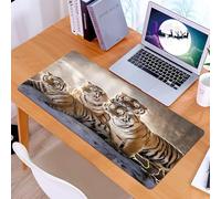 KDWJS Gaming Mouse Pad Mouse Mat - 35.5 x 16 in - XXL mousepad - Table mat large size - improved precision and speed - Animals, a group of tigers showing their elegance and power, set against a drama