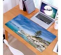 KDWJS Gaming Mouse Pad Mouse Mat - 35.5 x 16 in - XXL mousepad - Table mat large size - improved precision and speed - Beautiful view by the lake, clear blue water, rocky coast and a lonely pine tree