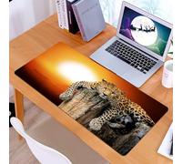 KDWJS Gaming Mouse Pad Mouse Mat - 35.5 x 16 in - XXL mousepad - Table mat large size - improved precision and speed - Safari Collection, Leopard Sitting on Tro, Soft Shaggy Bath Rugs