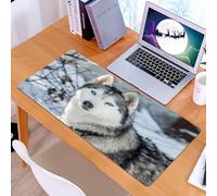 KDWJS Gaming Mouse Pad Mouse Mat - 35.5 x 16 in - XXL mousepad - Table mat large size - improved precision and speed - Huskies with blue eyes in snowy scenery,Husky stands in the snow,A Husky with Bl