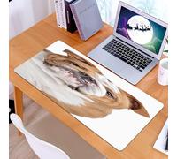 KDWJS Gaming Mouse Pad Mouse Mat - 35.5 x 16 in - XXL mousepad - Table mat large size - improved precision and speed - Animal, close up of brown and white bulldog dog, on white background