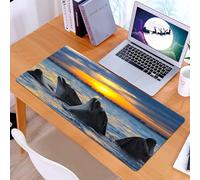 KDWJS Gaming Mouse Pad Mouse Mat - 35.5 x 16 in - XXL mousepad - Table mat large size - improved precision and speed - Animal, Photo of the Bottle Dolphins Nose at Sunset
