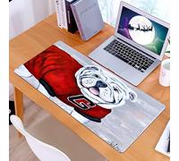 KDWJS Gaming Mouse Pad Mouse Mat - 35.5 x 16 in - XXL mousepad - Table mat large size - improved precision and speed - Dog full body portrait of English bulldog sitting on the bed.