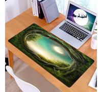 KDWJS Gaming Mouse Pad Mouse Mat - 35.5 x 16 in - XXL mousepad - Table mat large size - improved precision and speed - The Secret Path in the Forest under Moonlight,Mysterious Forest and Moonlit Real