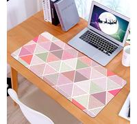 KDWJS Gaming Mouse Pad Mouse Mat - 35.5 x 16 in - XXL mousepad - Table mat large size - improved precision and speed - Geometric array, repeat design of colorful triangles with white dotted details