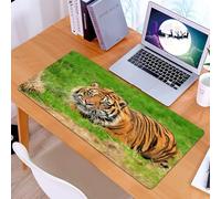 KDWJS Gaming Mouse Pad Mouse Mat - 35.5 x 16 in - XXL mousepad - Table mat large size - improved precision and speed - Secret tiger in the grass, vigilant gaze of the grass tiger, tiger placed among