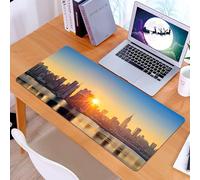 KDWJS Gaming Mouse Pad Mouse Mat - 35.5 x 16 in - XXL mousepad - Table mat large size - improved precision and speed - City, calm sunrise in Midtown Manhattan, USA, NYC Waterfront America