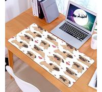 KDWJS Gaming Mouse Pad Mouse Mat - 35.5 x 16 in - XXL mousepad - Table mat large size - improved precision and speed - Seamless pattern with image of a Funny cartoon pugs puppies. Vector illustration
