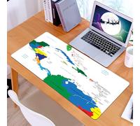 KDWJS Gaming Mouse Pad Mouse Mat - 35.5 x 16 in - XXL mousepad - Table mat large size - improved precision and speed - Map,Central America and the Caribbean Islands Map Countries Cities Names Regions