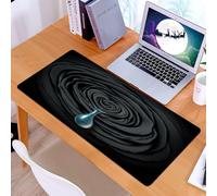 KDWJS Gaming Mouse Pad Mouse Mat - 35.5 x 16 in - XXL mousepad - Table mat large size - improved precision and speed - Sad rose concept as a black dark flower with a heart shape crying a teardrop or