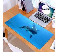 KDWJS Gaming Mouse Pad Mouse Mat - 35.5 x 16 in - XXL mousepad - Table mat large size - improved precision and speed - Underwater world, majestic adult whale and a small whale, navigating the blue oc