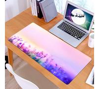 KDWJS Gaming Mouse Pad Mouse Mat - 35.5 x 16 in - XXL mousepad - Table mat large size - improved precision and speed - Watercolor flower, blurred lavender in the meadows rural country nature theme